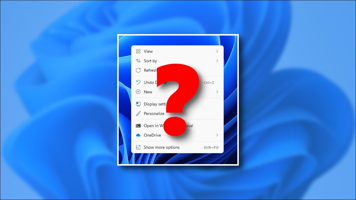 O menu de contexto do botão direito do Windows 11 com um ponto de interrogação