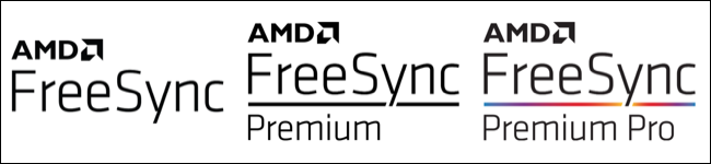 Logotipos AMD para FreeSync, FreeSync Premium e FreeSync Premium Pro