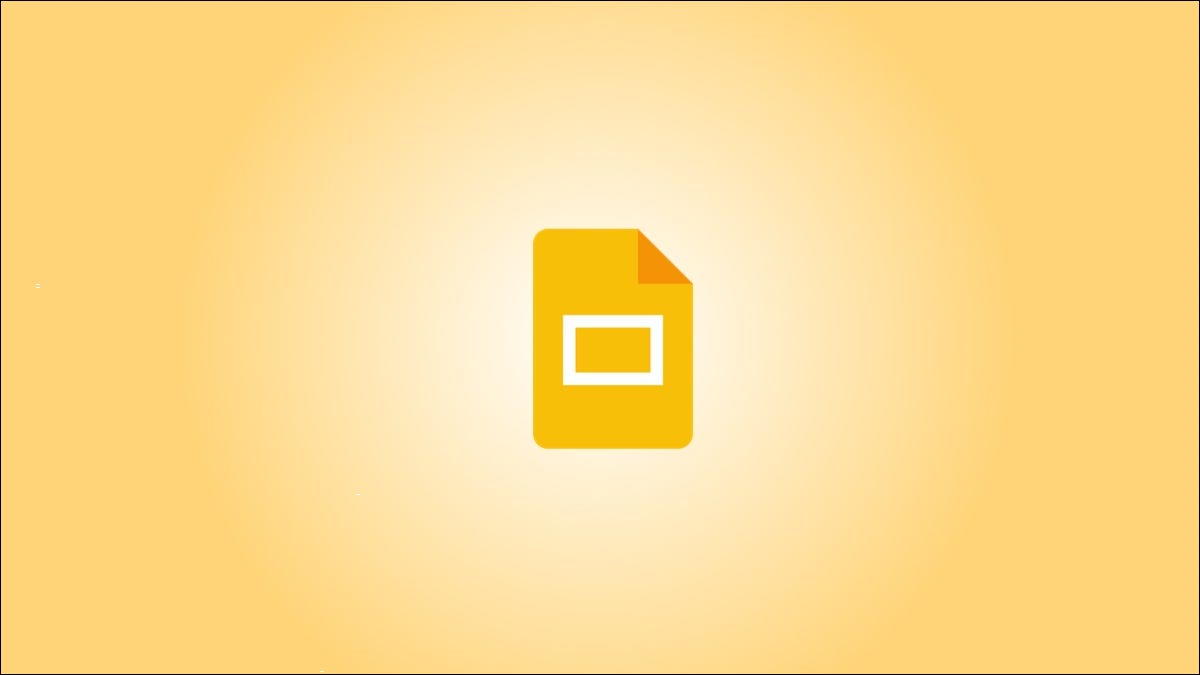 Logotipo do Apresentações Google sobre um fundo gradiente amarelo.