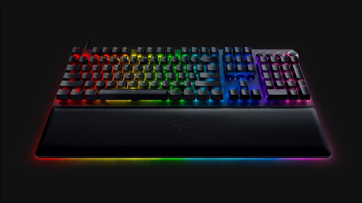 Razer Huntsman V2 on a black background