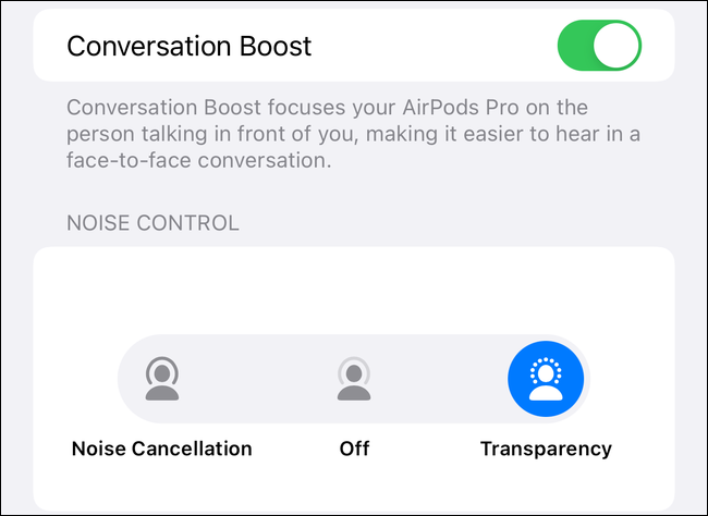 Conversation Boost habilitado nas configurações de acessibilidade do iOS