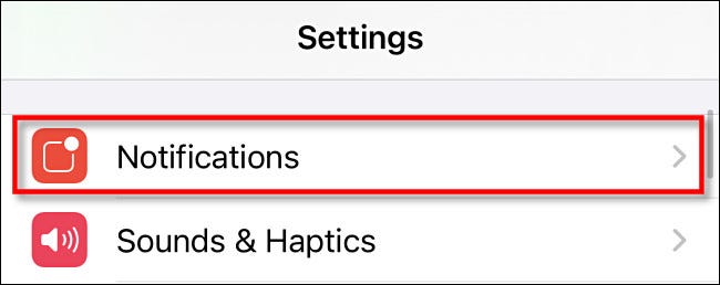 Nas configurações do iPhone ou iPad, toque em "Notificações".