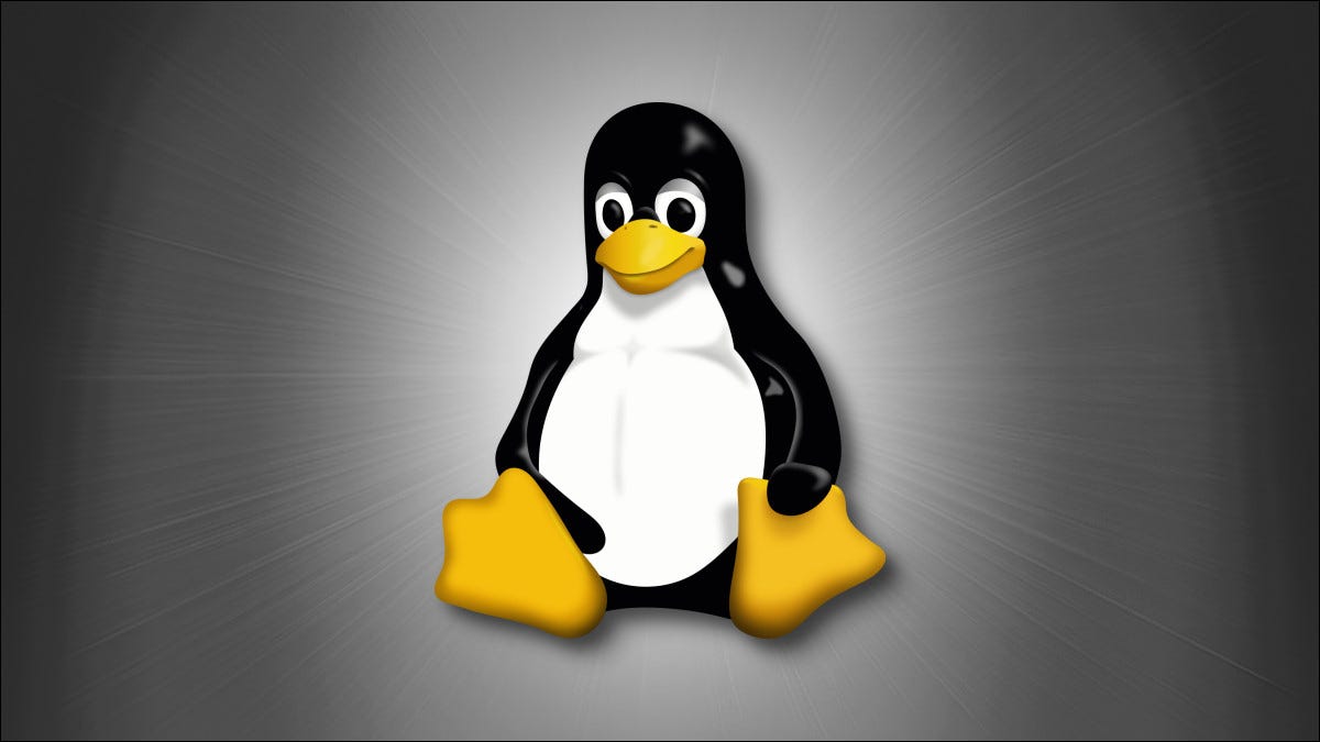 Tux, o mascote do Linux em um fundo cinza
