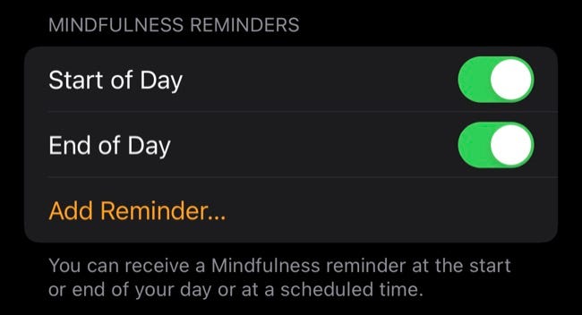 Adicione um lembrete personalizado para o aplicativo Mindfulness