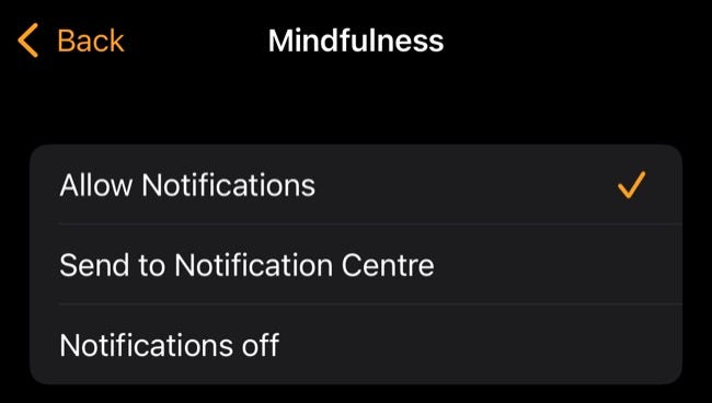Alternar notificações de atenção plena em seu Apple Watch