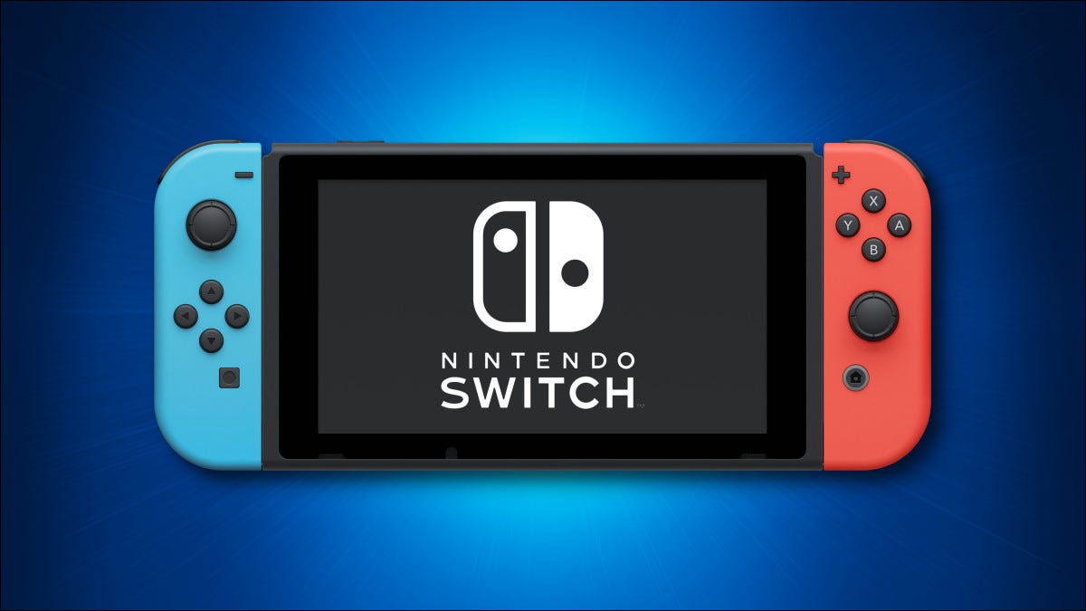Nintendo Switch em um fundo azul