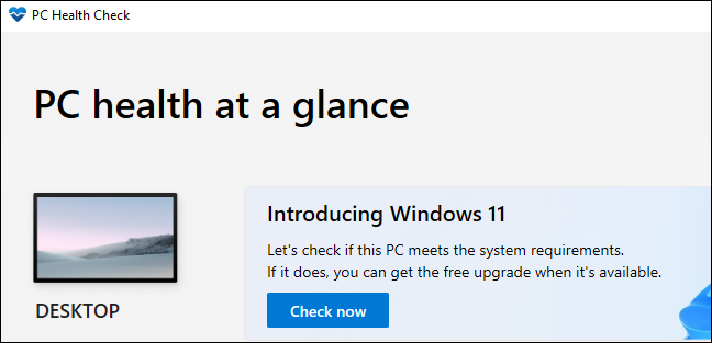 Aplicativo PC Health Check da Microsoft.