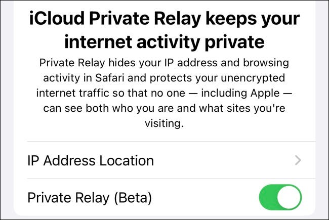 Habilitar retransmissão privada nas configurações do iCloud +