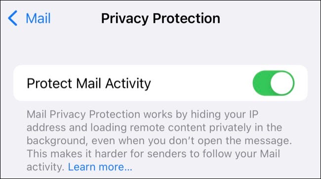 Habilitar Proteção de Privacidade do Mail