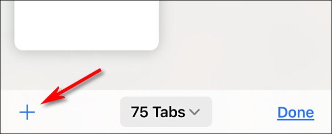 No Safari no iPhone, toque no botão de adição para abrir uma nova guia.