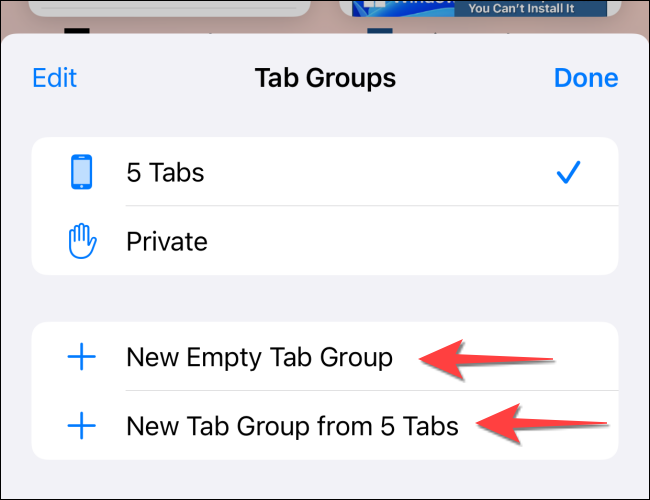 Selecione "Novo grupo de guias vazias" ou Novo grupo de guias com a opção de guias abertas.