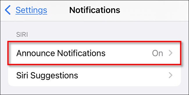 Nas configurações de notificações, toque em "Anunciar notificações".
