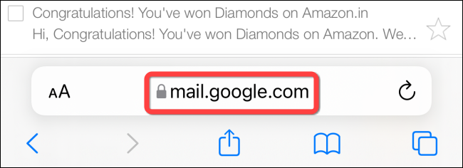 Digite o endereço do Gmail na barra de endereços do Safari no iPhone ou iPad.