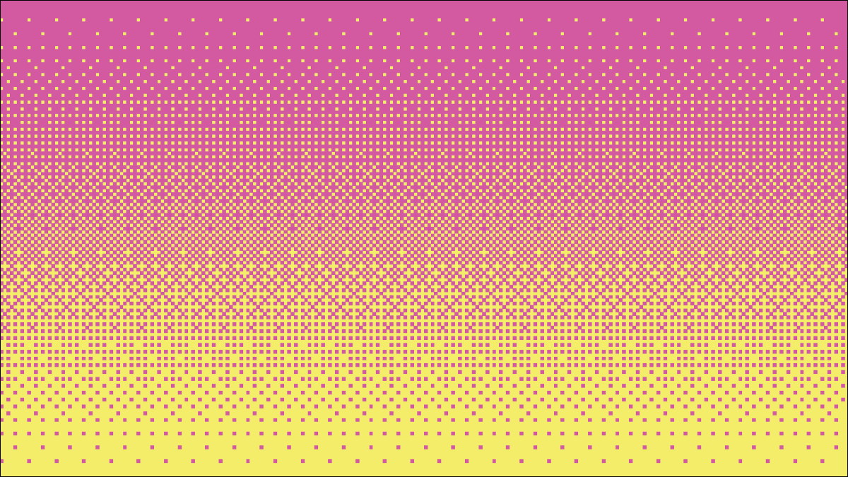 Pixel art com pontilhamento amarelo e rosa