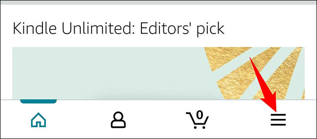 Toque nas três linhas horizontais no aplicativo Amazon.