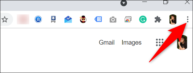 Clique nos três pontos no canto superior direito do Chrome.