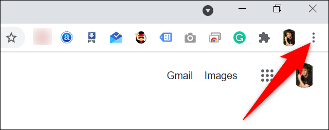 Clique nos três pontos no canto superior direito do Chrome.