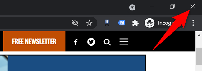 Clique em “X” no canto superior direito do Chrome.