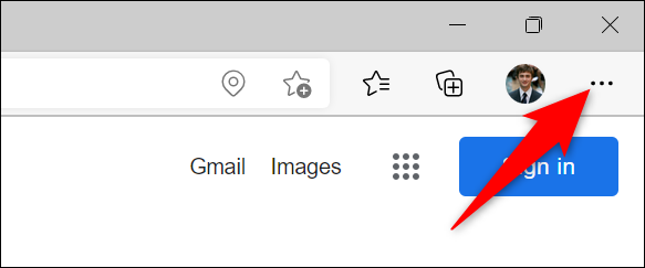 Clique nos três pontos no canto superior direito do Edge na área de trabalho.