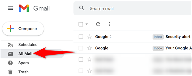 Clique em “Todos os e-mails” na barra lateral esquerda do Gmail.