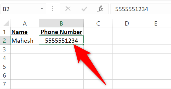 Selecione as células que contêm um número de telefone no Excel.