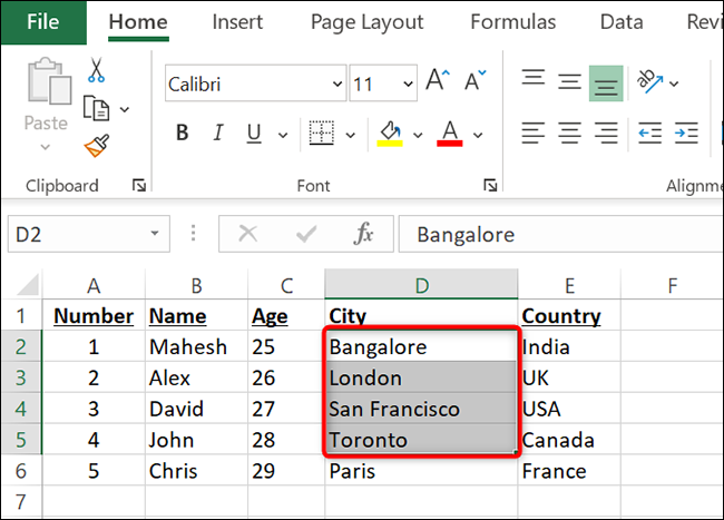 Selecione as linhas no Excel.