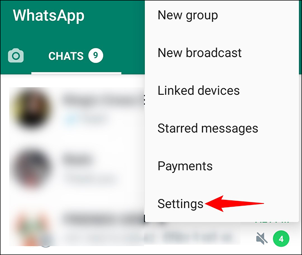 Abra "Configurações" no WhatsApp.