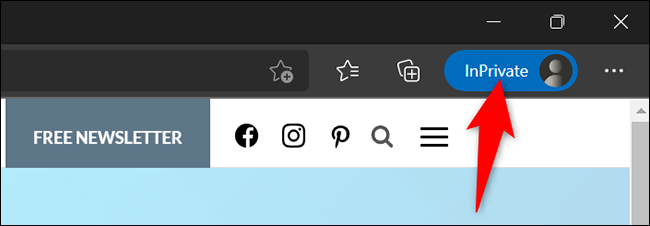 Selecione "InPrivate" no canto superior direito do Edge.