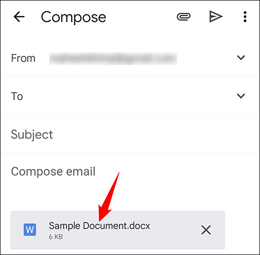 Um arquivo do Google doc anexado a um novo e-mail.