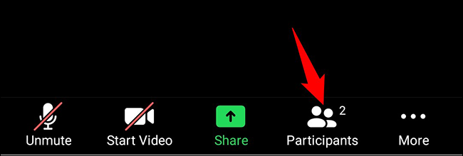 Toque em "Participantes" na tela da reunião.