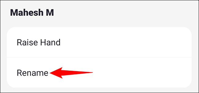 Toque em "Renomear" no menu.