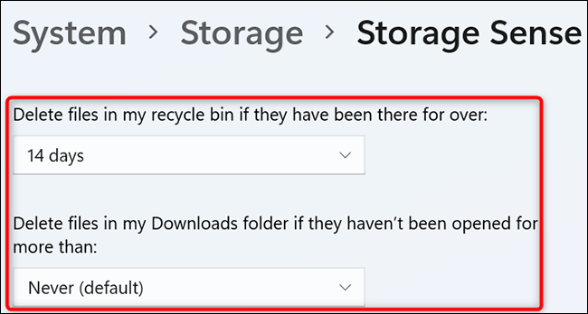 Configure o recurso Storage Sense.