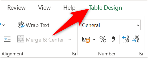 Clique na guia "Design da Tabela" no Excel.