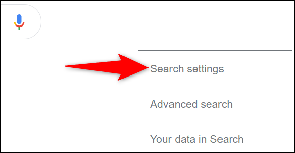 Selecione "Configurações de pesquisa" no menu "Configurações".