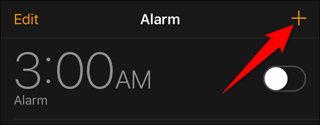 Toque no sinal "+" (mais) na página "Alarme".