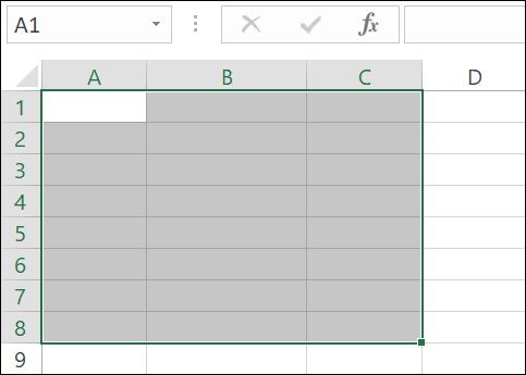 Uma tabela removida do Excel.