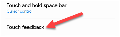 Toque em "Toque em Feedback".