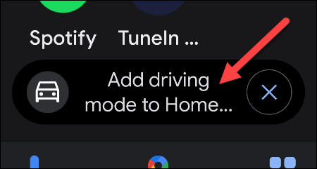 Toque em "Adicionar modo de condução à tela inicial".