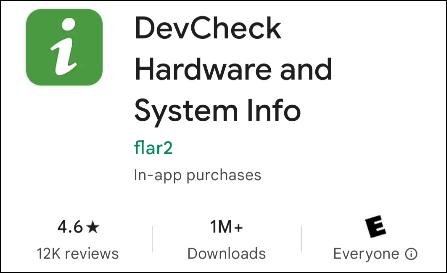 DevCheck na Play Store.