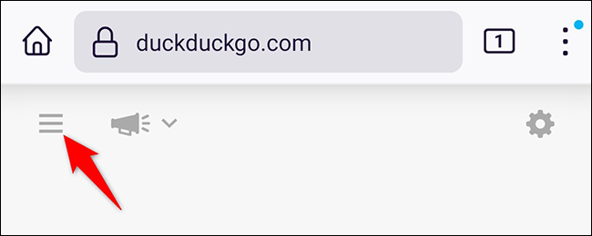 Toque nas três linhas horizontais no canto superior esquerdo do DuckDuckGo.