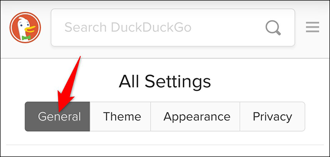Toque na guia "Geral" na página "Todas as configurações".