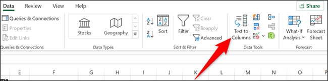 Clique em "Texto para colunas" na guia "Dados" do Excel.