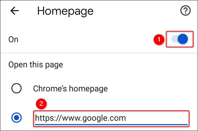 Faça do Google a página inicial do Chrome no Android.