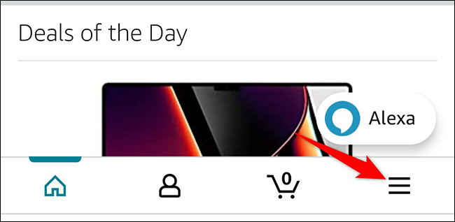 Toque nas três linhas horizontais no aplicativo Amazon.