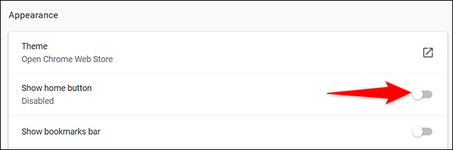 Ative "Mostrar botão inicial" na página "Aparência".