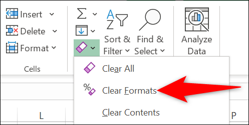 Selecione "Limpar formatos" no menu "Limpar".