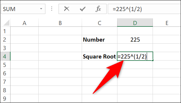 Insira os números diretamente na fórmula da raiz quadrada.