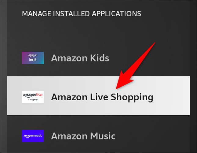 Selecione um aplicativo Fire TV.