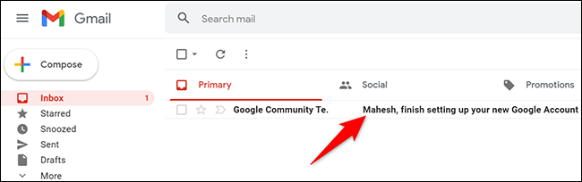 Interface principal do Gmail.