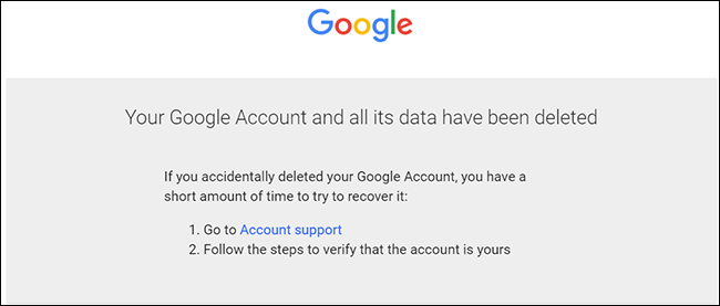 Uma conta do Google excluída.